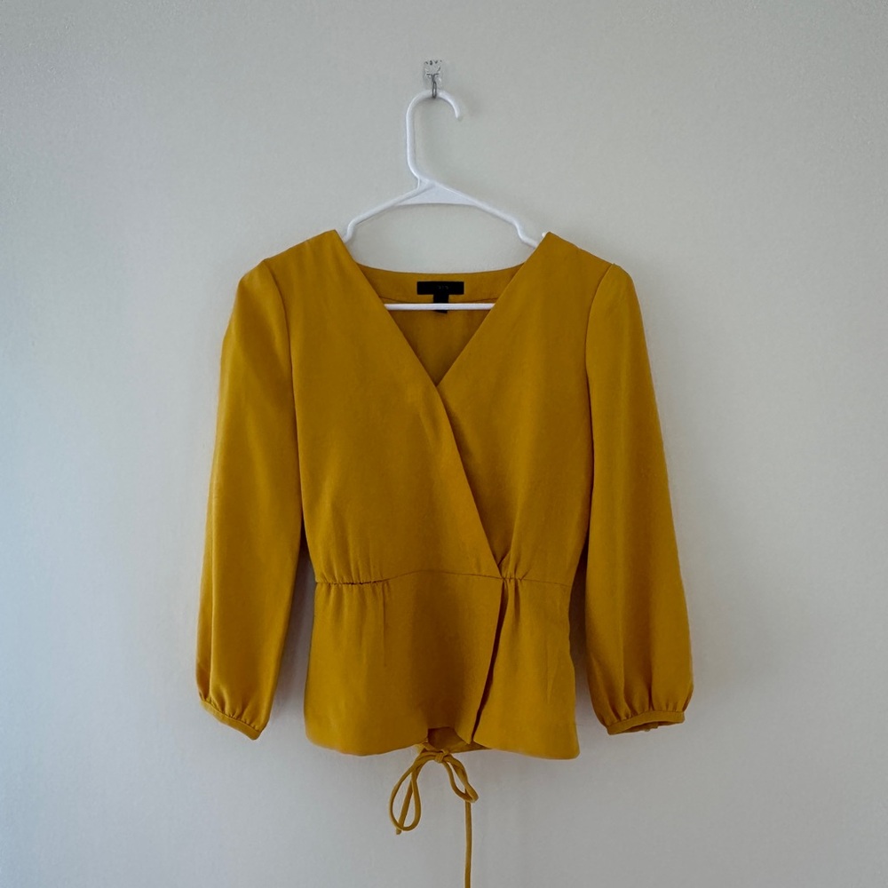 J. Crew Wrap Blouse Mustard Yellow Size 00P